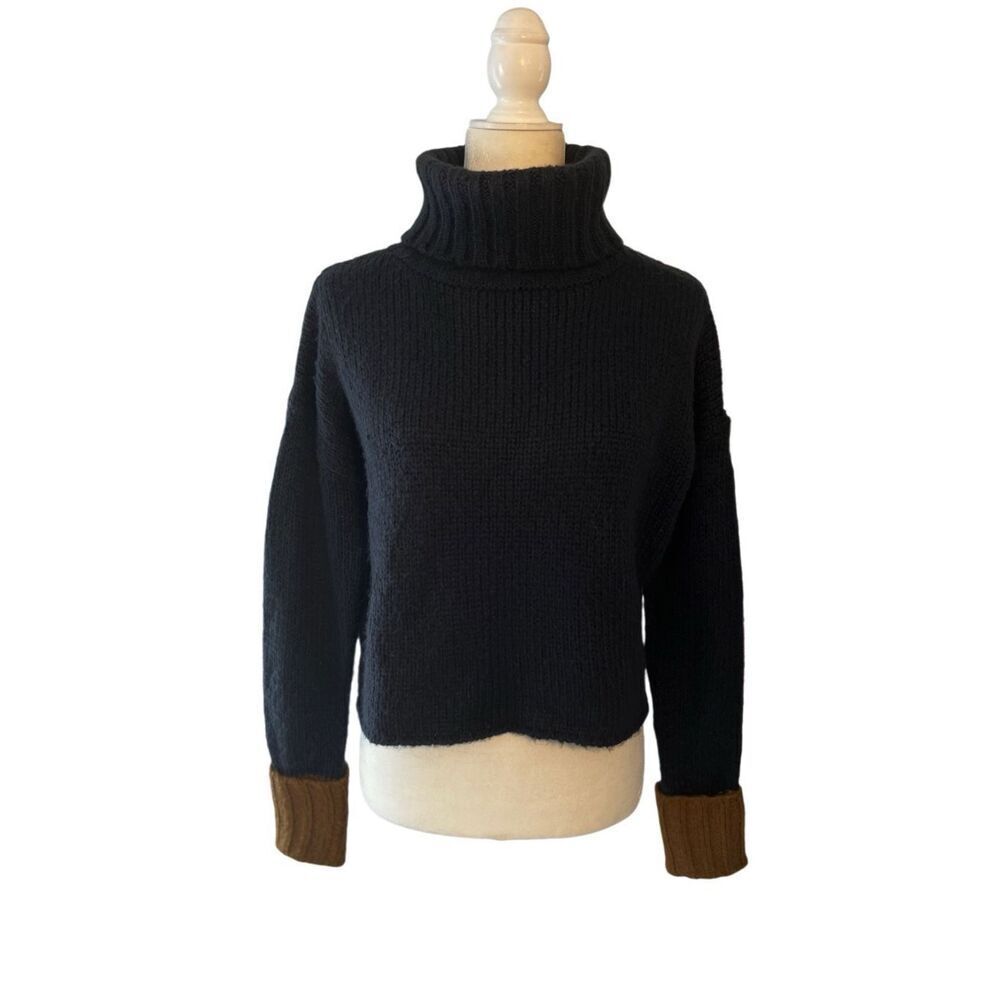 John + Jenn cropped navy turtleneck sweater - XS